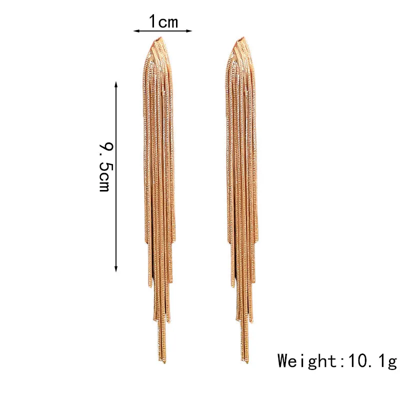 1 Pair Elegant Luxurious Solid Color Tassel Alloy Drop Earrings