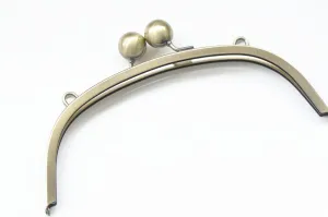 10" Bronze Purse Frame With Large Kiss-Lock Clutch Bag Hanger 25cm x 10cm