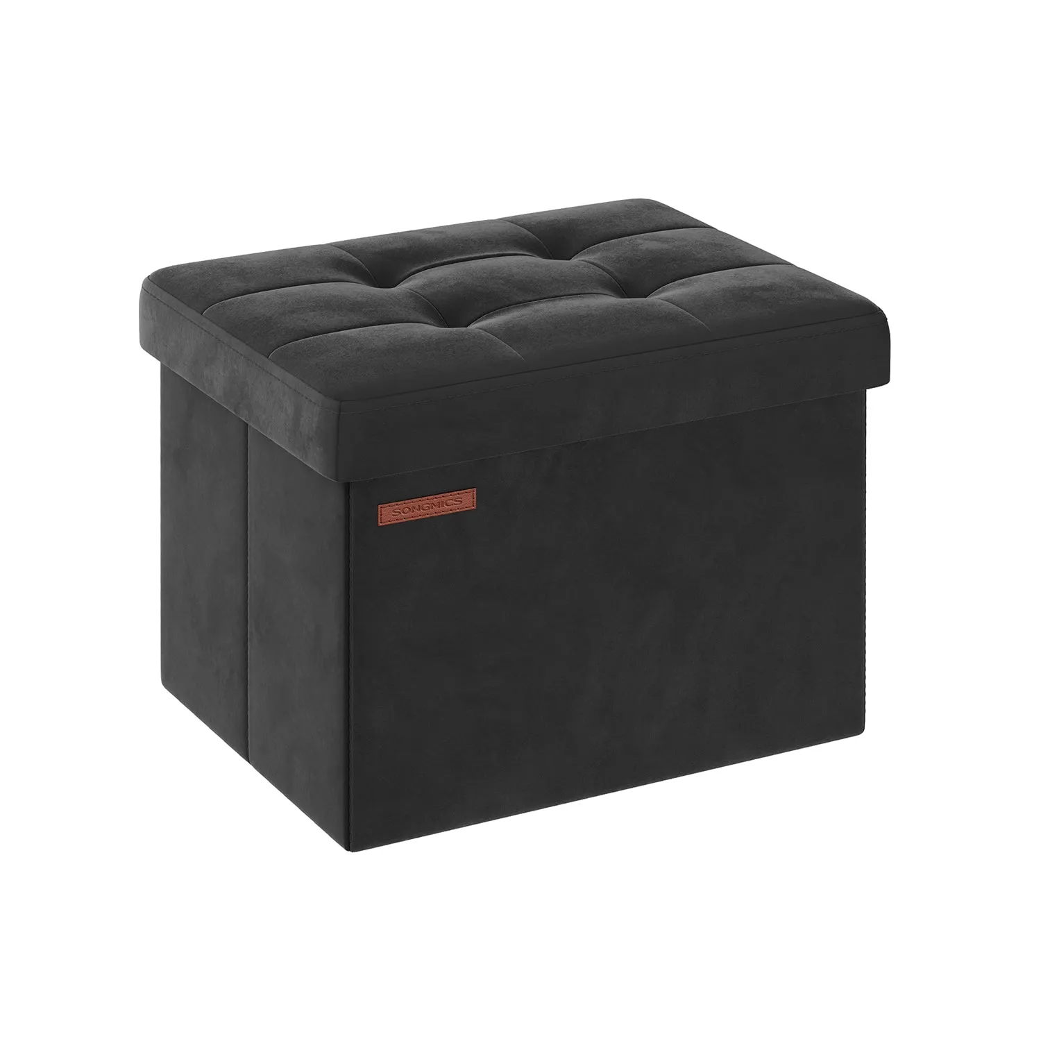 12.2" x 16.1" x 12.2" Foldable Storage Ottoman Bench Ink Black