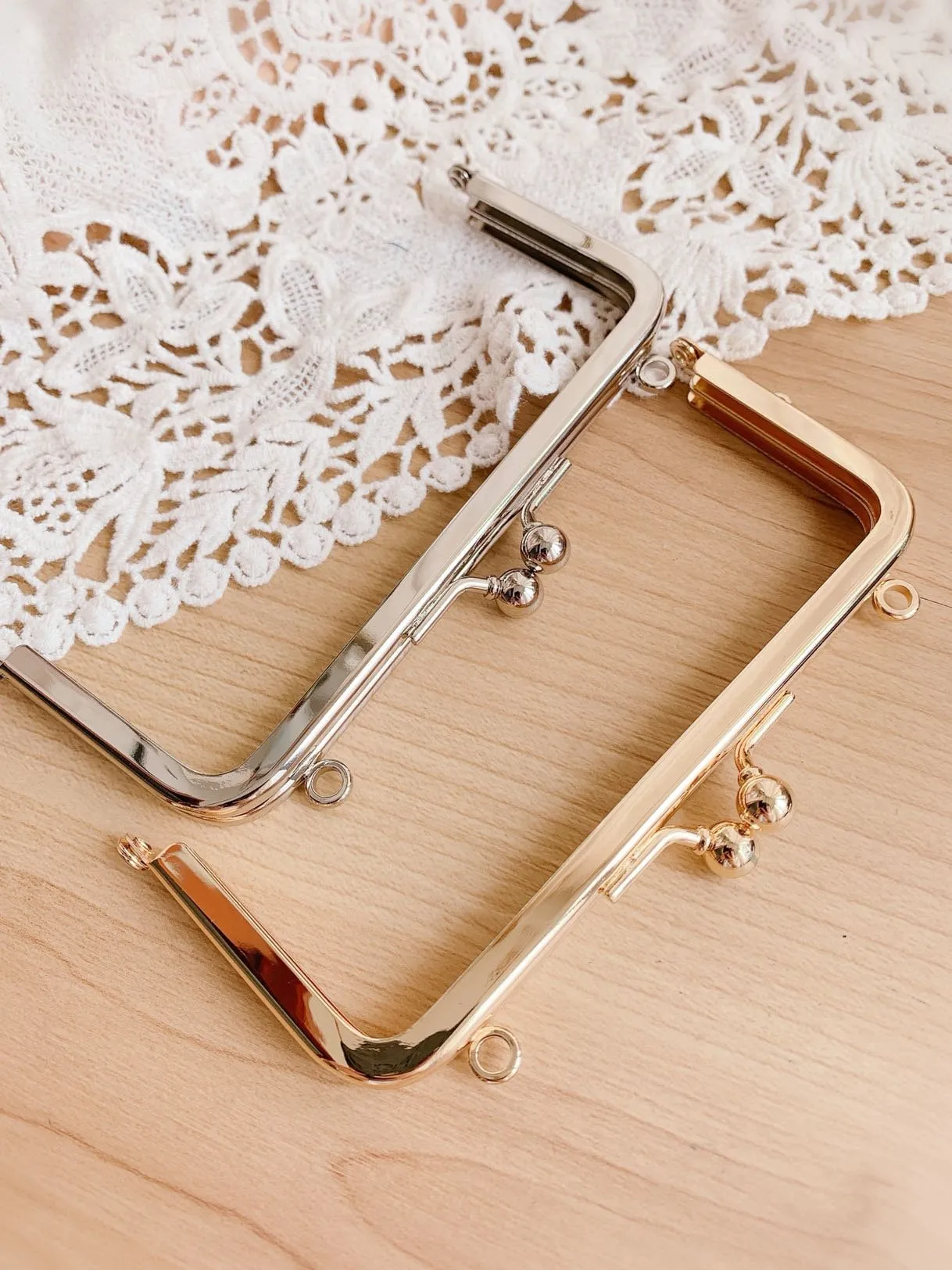 12.3cm (5") Silver / Light Gold Purse Frame Bag Hanger Wedding Bag Glue-In Style