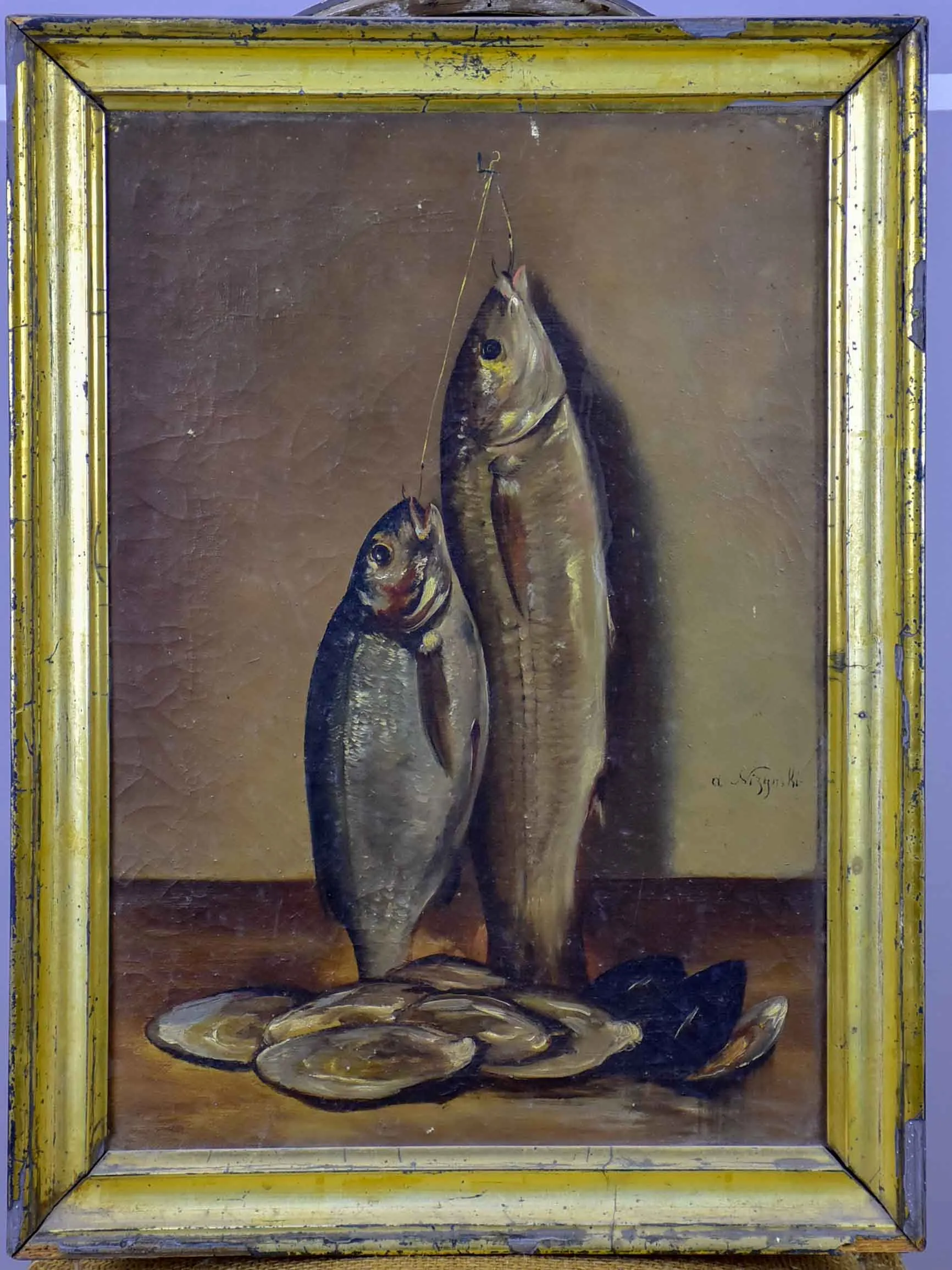 19th Century French still life painting - fish