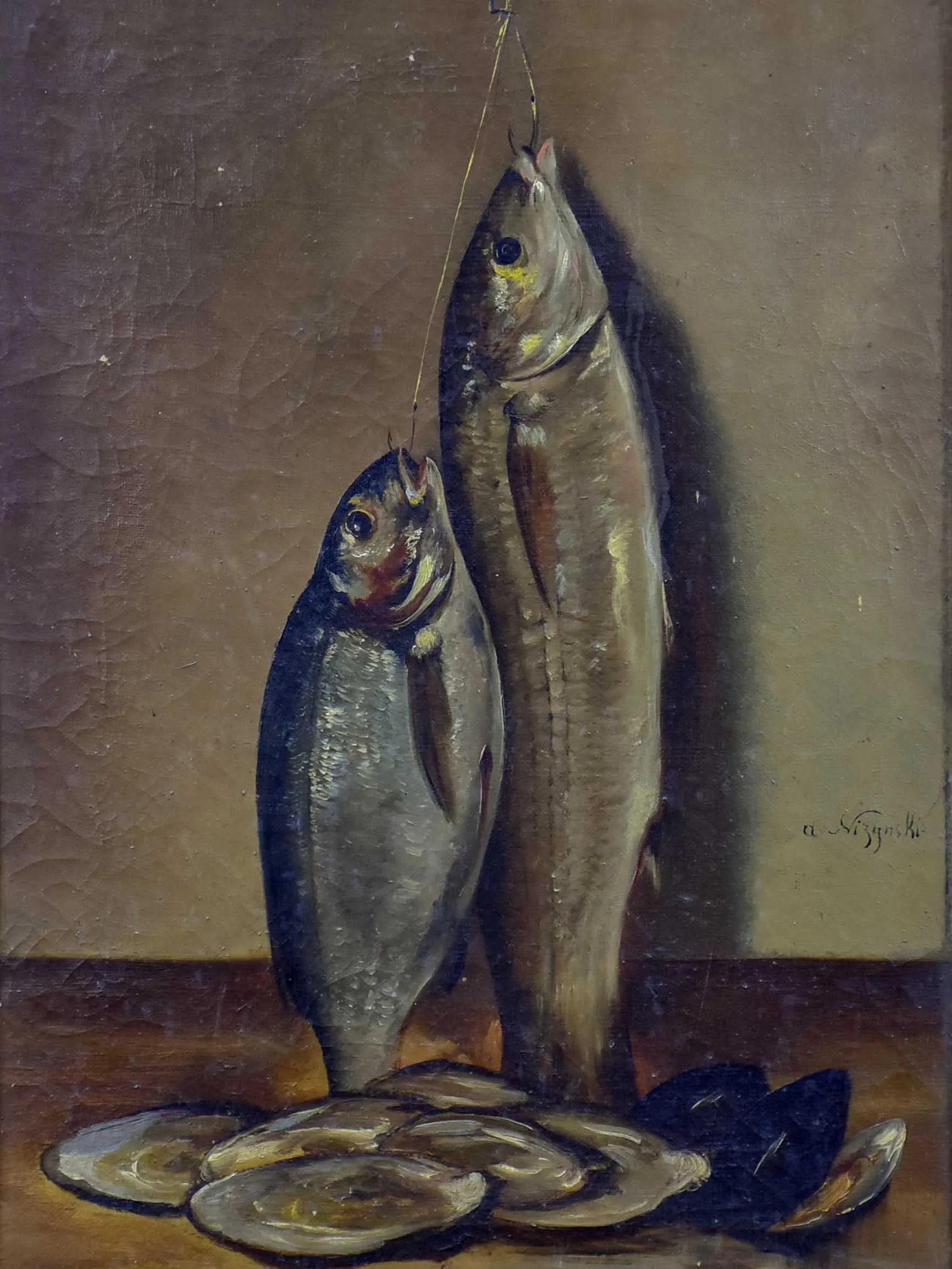 19th Century French still life painting - fish