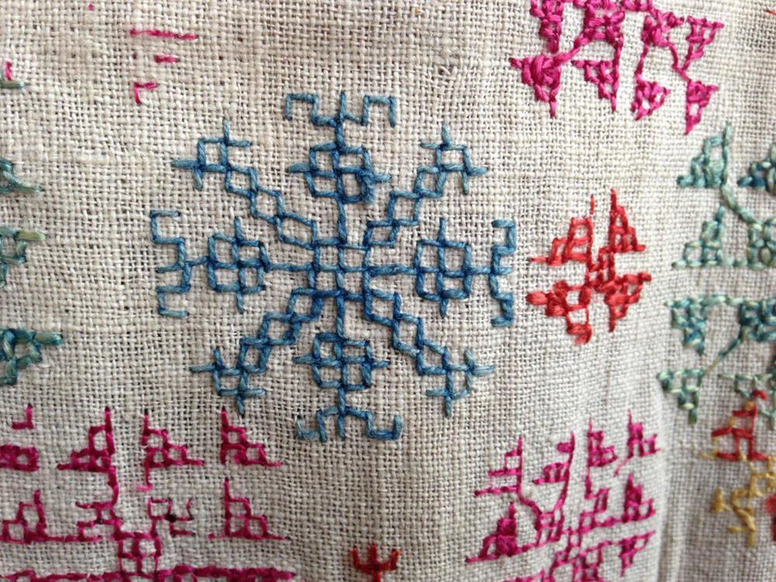 701 SOLD Hazara Snowflake Shawl - Antique Embroidery Textile Art