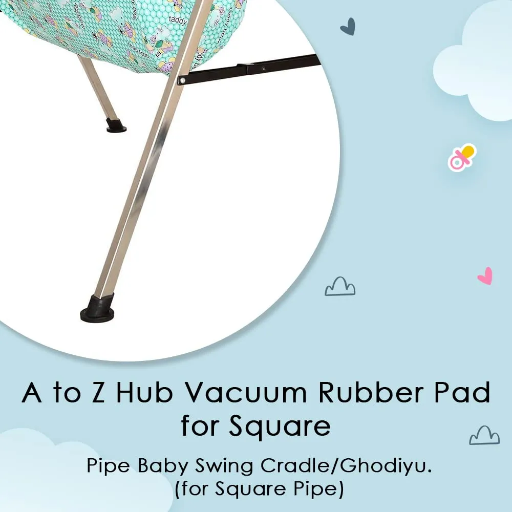 A to Z Hub Vacuum Rubber Pad For Square Pipe Baby Swing Cradle/Ghodiyu. (For Square Pipe) - Black, 4