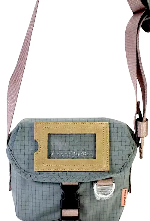 ACNE Studios Sweden. NEW W/O TAGS Unisex Adjustable Grid Print Foldover Messenger Style Shoulder Bag