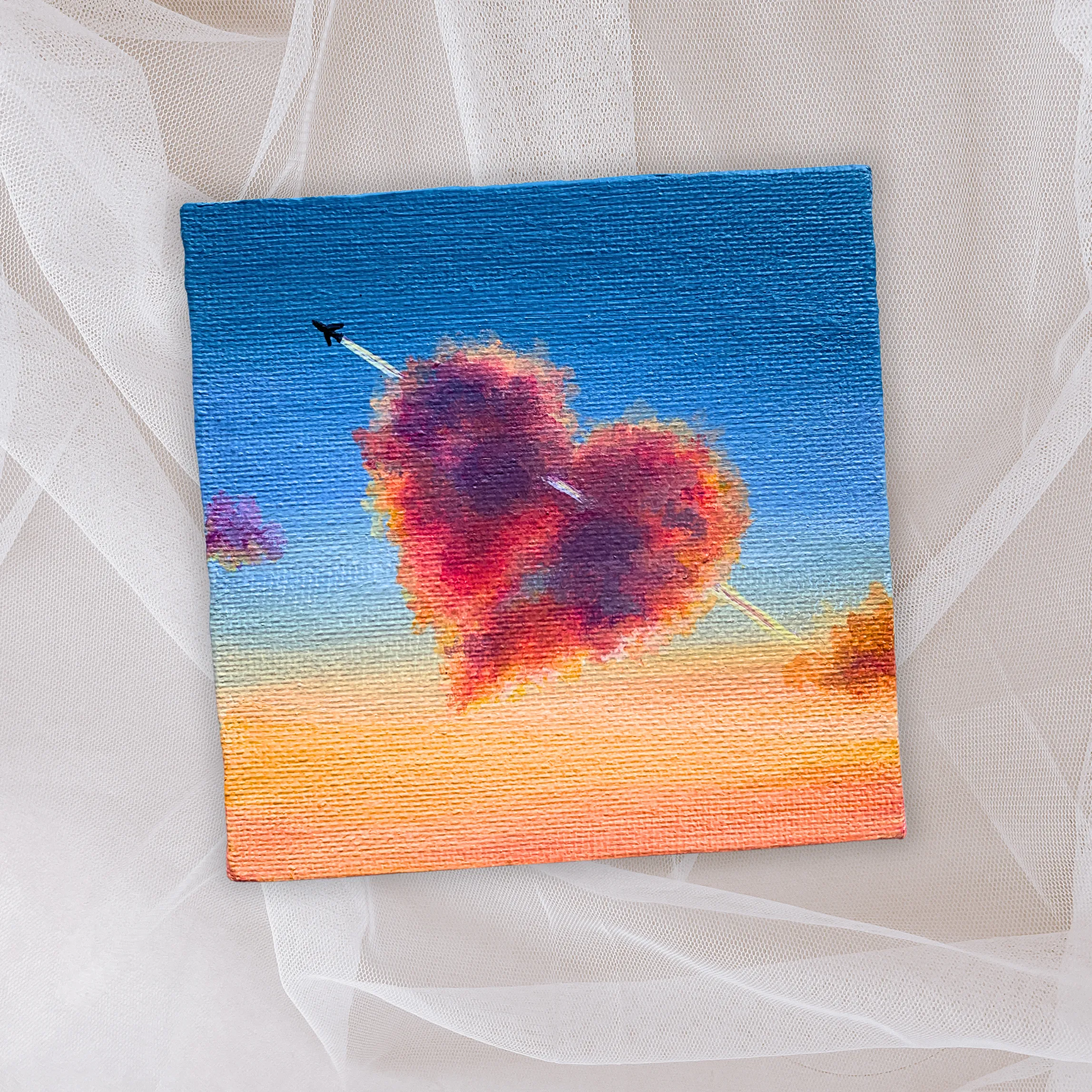 Adorable Desk Decor - Original Mini Canvas Painting - Cupid Cloud