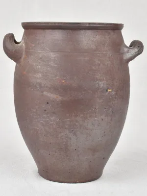 Antique pot from Normandy with 2 handles, dark brown