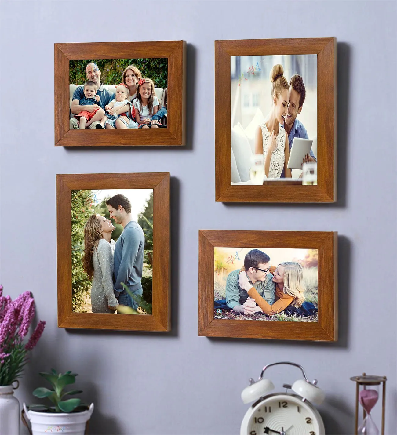 Art Street - Set of 4 Brown wall photo frame (Mix Size) 5X7,4x6 Inchs