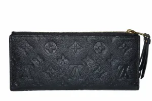 Authentic Louis Vuitton Black Monogram Empreinte Leather Adele Long Wallet