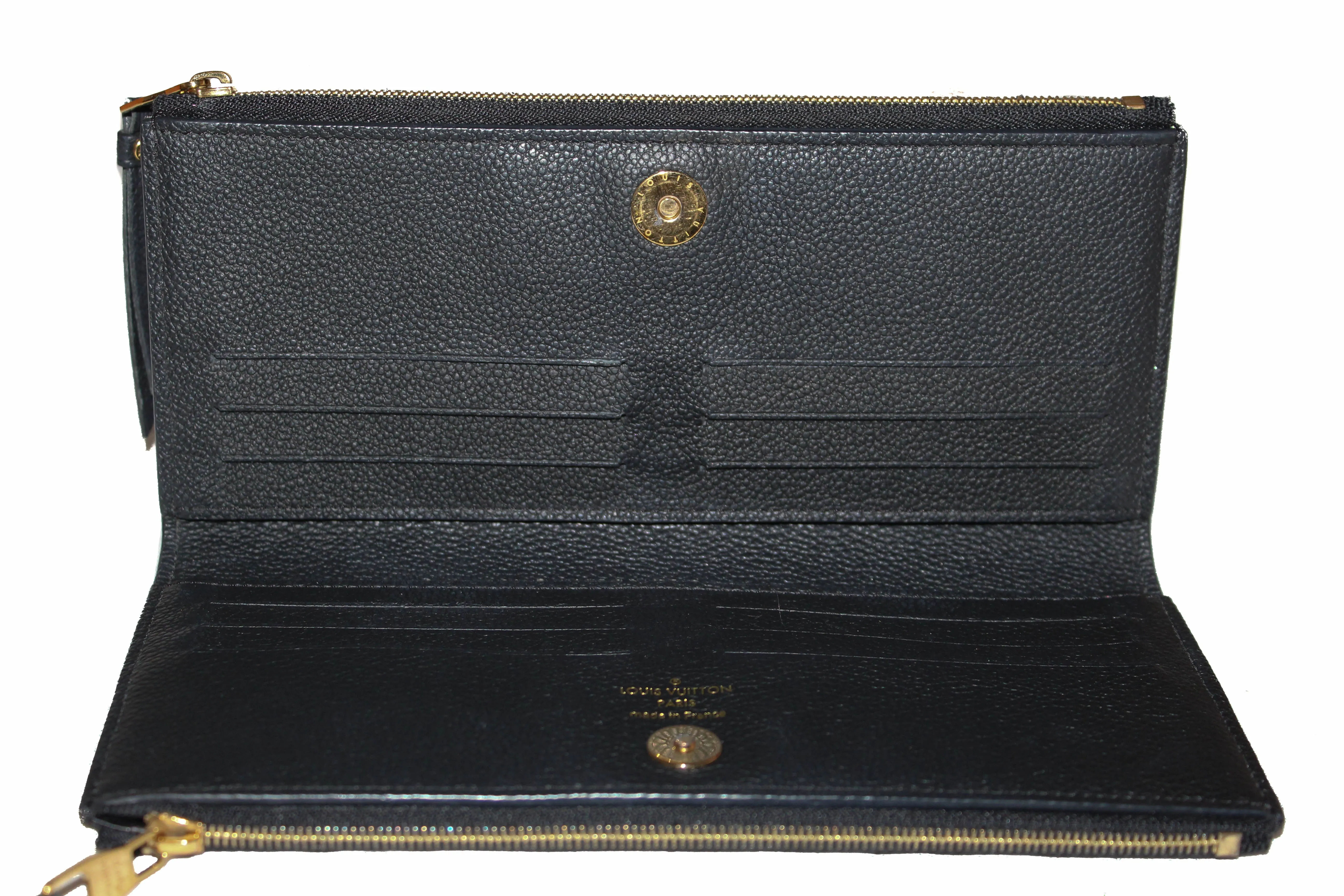 Authentic Louis Vuitton Black Monogram Empreinte Leather Adele Long Wallet