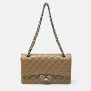 Avocado Green Quilted Leather Medium Classic Double Flap Bag