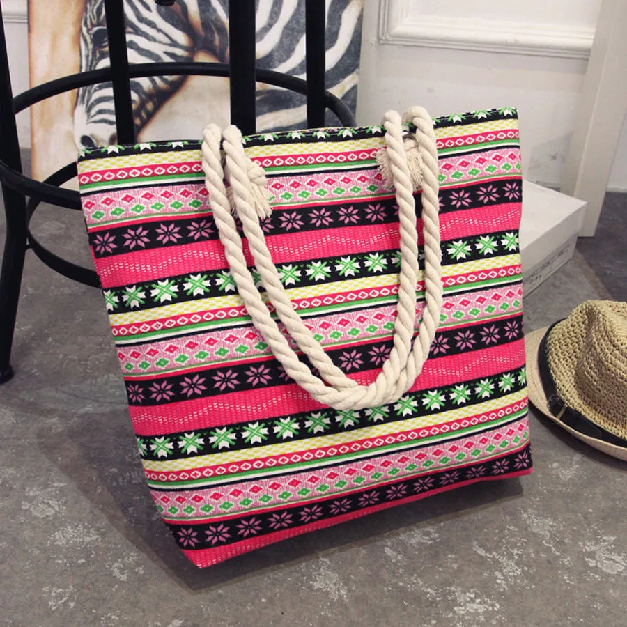 Aztec design beach travel tote handbag