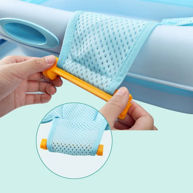 Baby Bath Seat Support Mat Foldable Baby Bath Tub Pad & Chair Newborn Bathtub Pillow Infant Anti-Slip Soft Comfort Body Cushion