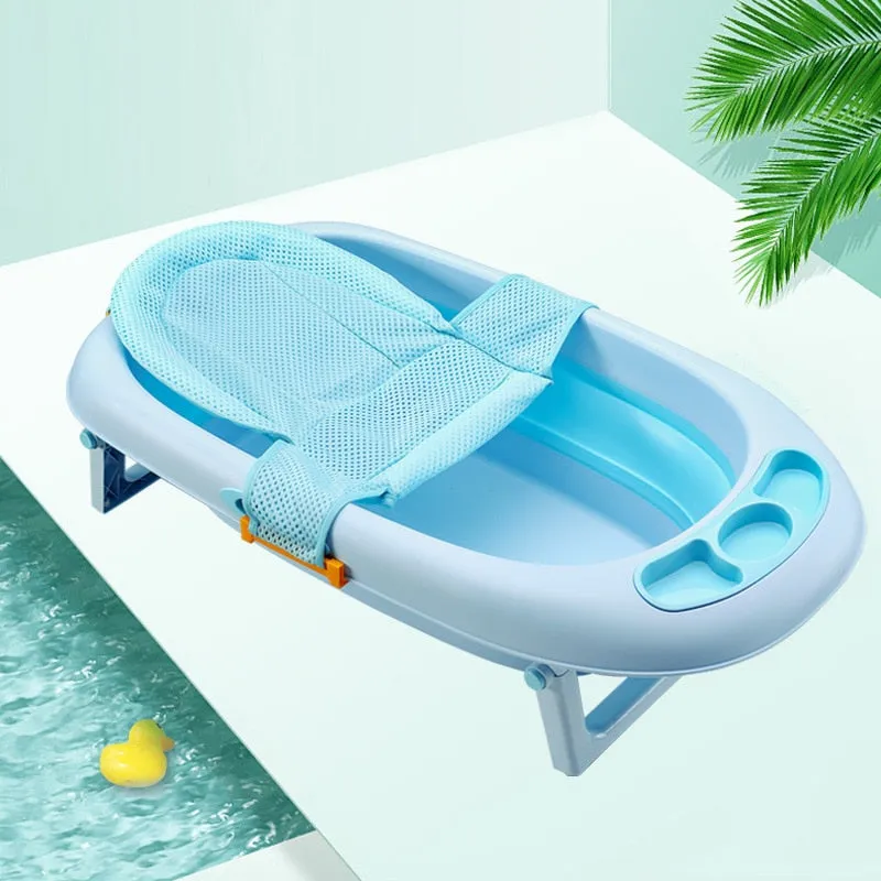 Baby Bath Seat Support Mat Foldable Baby Bath Tub Pad & Chair Newborn Bathtub Pillow Infant Anti-Slip Soft Comfort Body Cushion