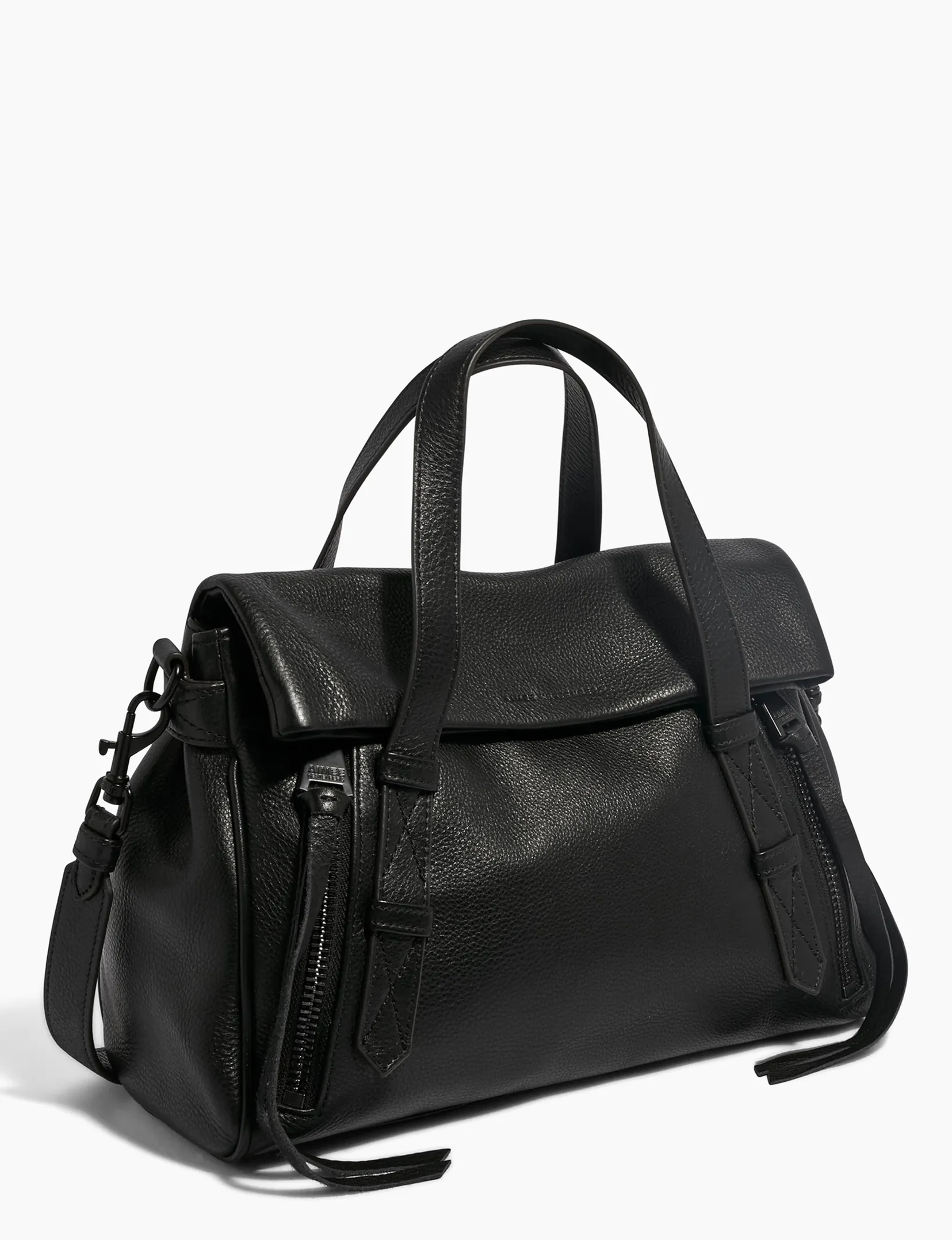 Bali Double Entry Satchel, Shiny Black