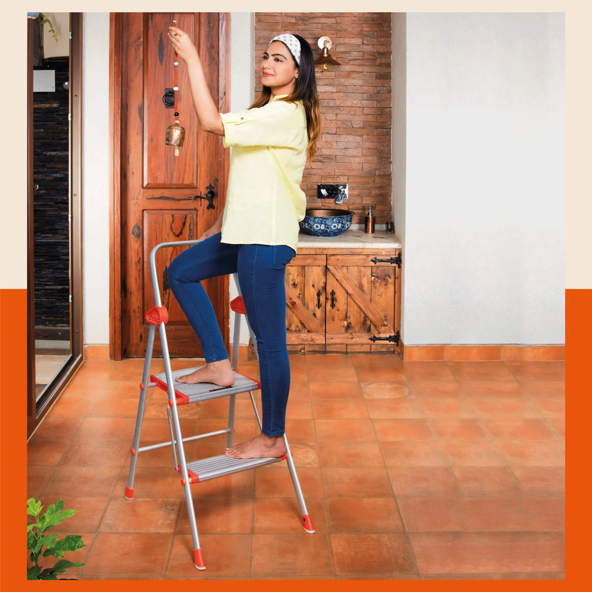 Bathla Surge 2-Step Foldable Aluminium Ladder For Home