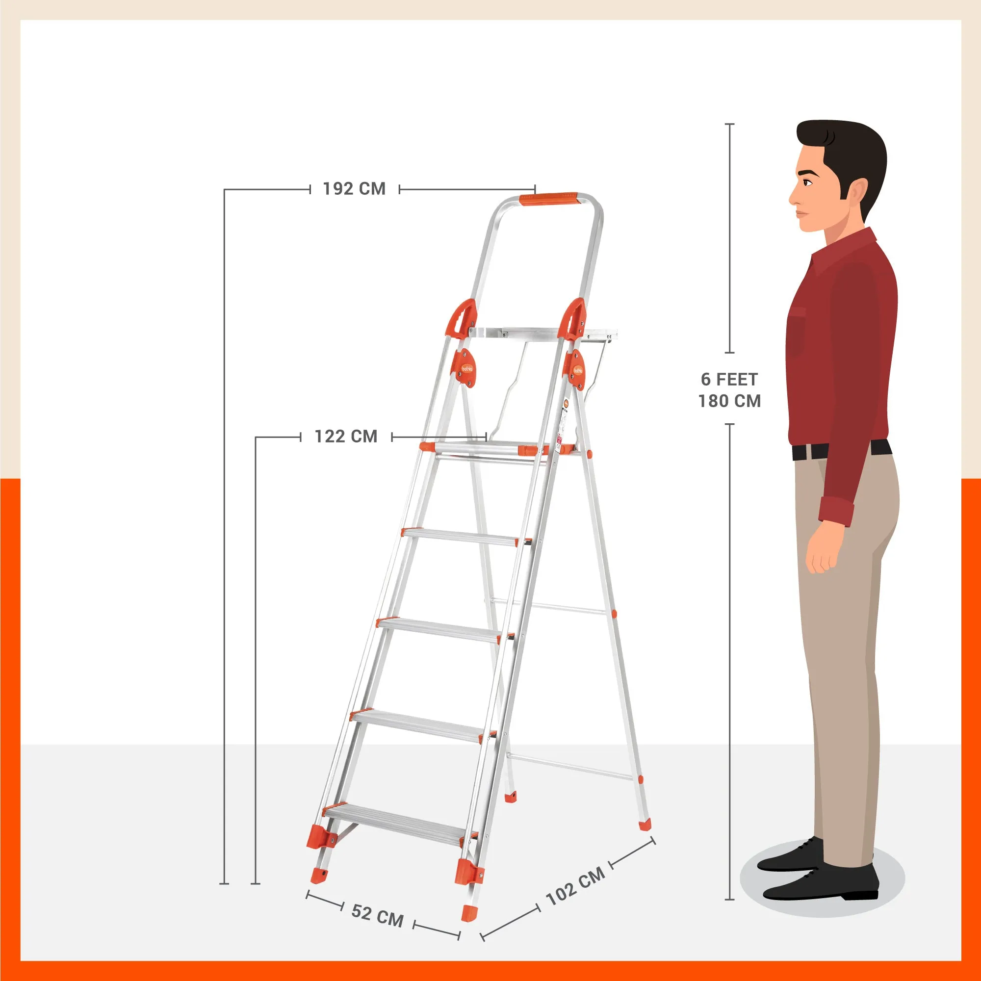 Bathla Zenith Plus 5-Step Foldable Aluminium Ladder For Home