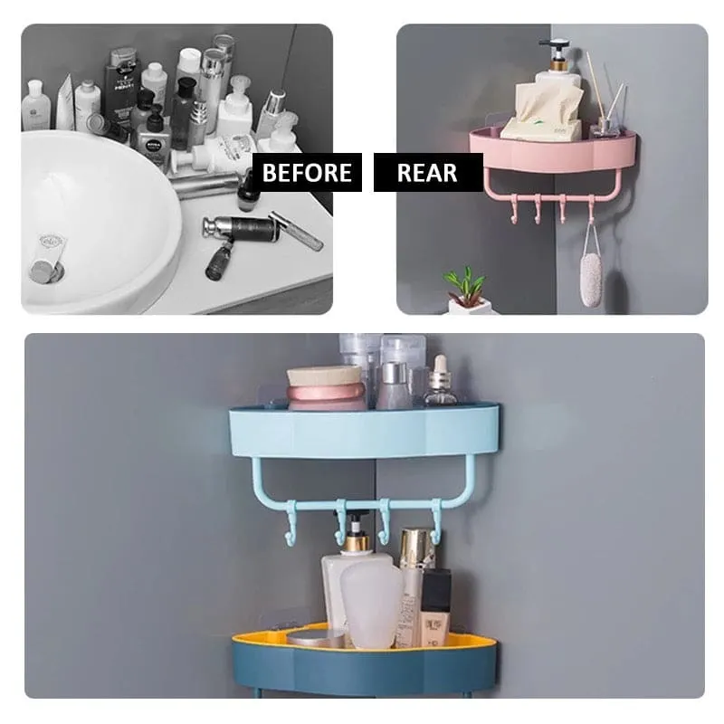 Bathroom Corner Shelf, Wall-Mounted Corner Shelf Storage Rack, kitchen Punch Free Organizer