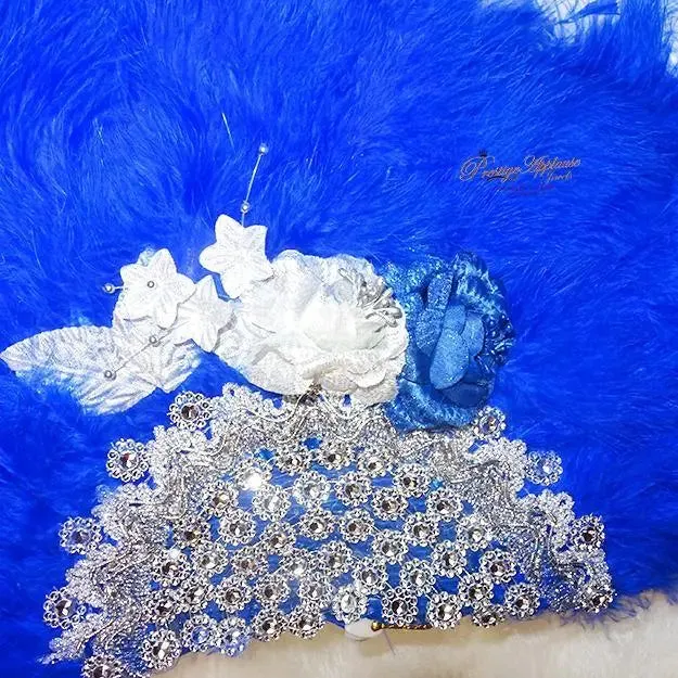 Beautiful Detailed Royal Blue Hand fan wedding African Traditional engagement