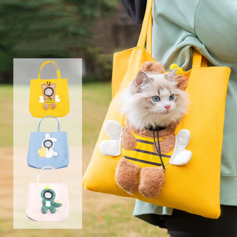 Bee Out Cute Canvas Pet Bag | Cute Bee-Shaped Pet Canvas Shoulder Carrier