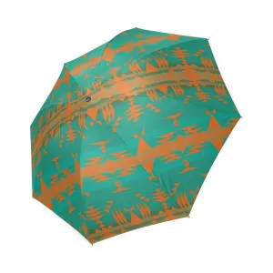 Between the Mountains Deep Lake Orange Foldable Umbrella