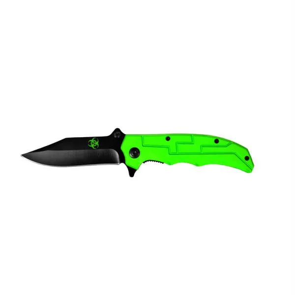 Biohazard Pocket Folding Clip Point blade (Green)