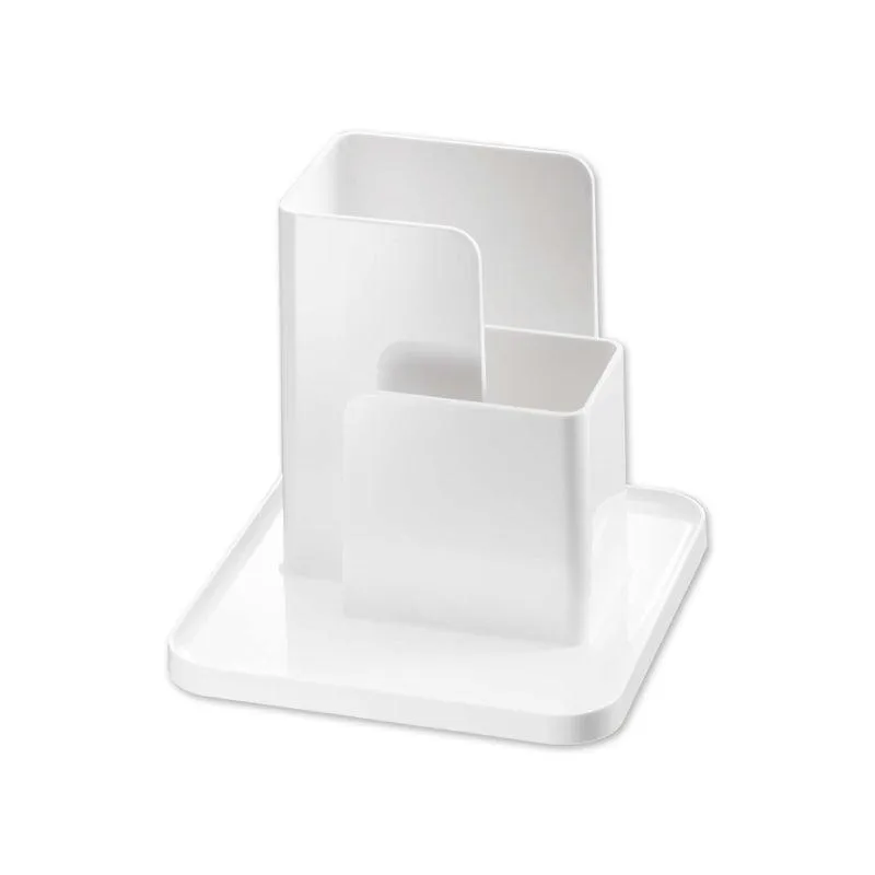 Black & White Resin Small Desk Organizer | Tabletop Storage Stand For Home