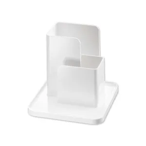 Black & White Resin Small Desk Organizer | Tabletop Storage Stand For Home