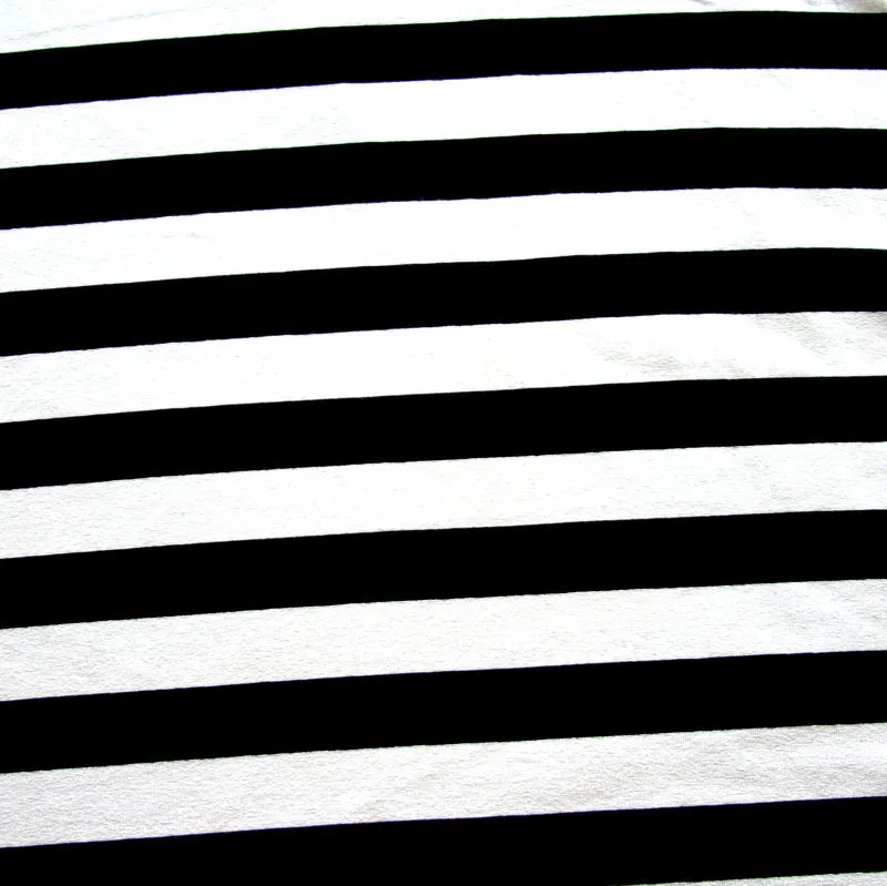 Black and Ivory Stripes Rayon Lycra Jersey Knit Fabric