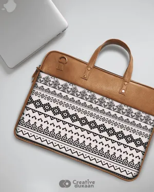 Black and White Chevron - The Vegan Leather Laptop Bag