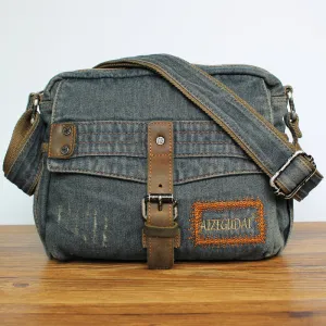 Blue Denim Small Messenger Bags Denim Small Side Bags Vintage Small Crossbody Bag For Men