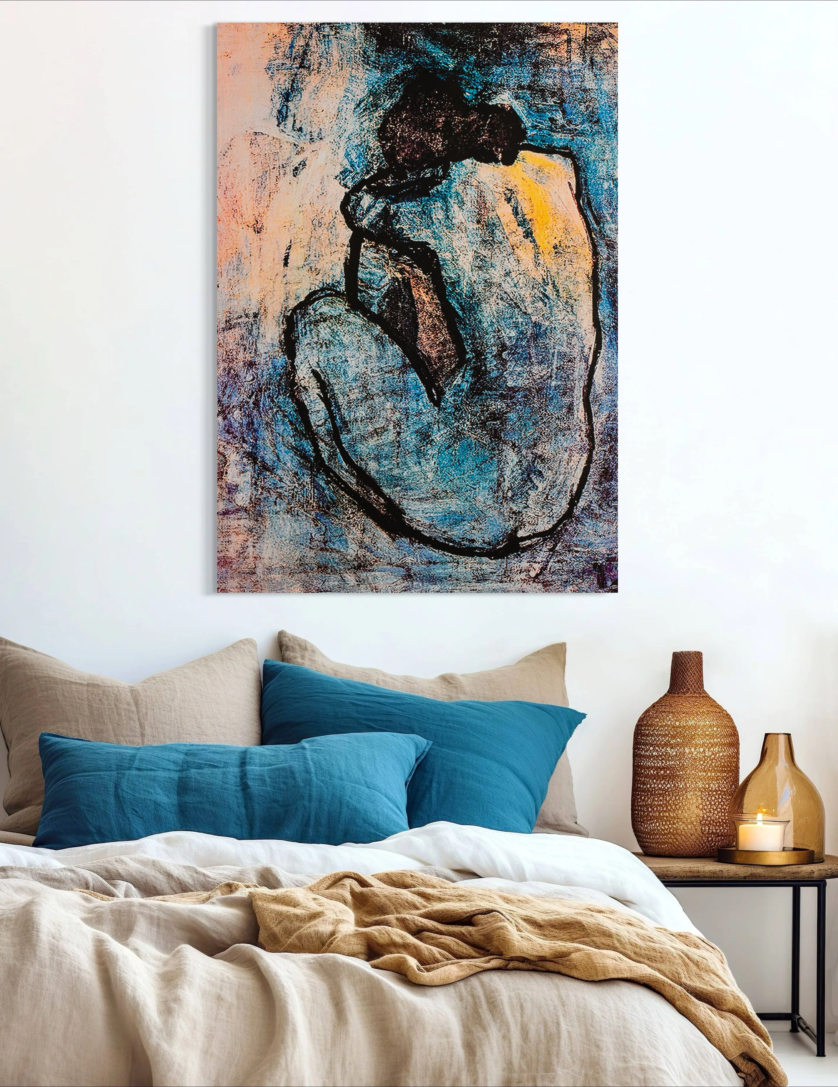 Blue Nude - Painted by Pablo Picasso - Circa. 1949. High Quality Polyester Cotton Canvas Print. Ready to be Framed or Mounted. Available in 3 Sizes - Small - Medium or Large.