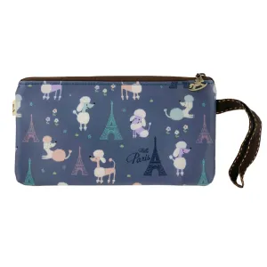 Blue Poodle in Paris Long Coin Purse