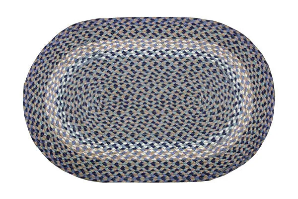 Blue/Natural Braided Rug In Different Sizes and Shapes