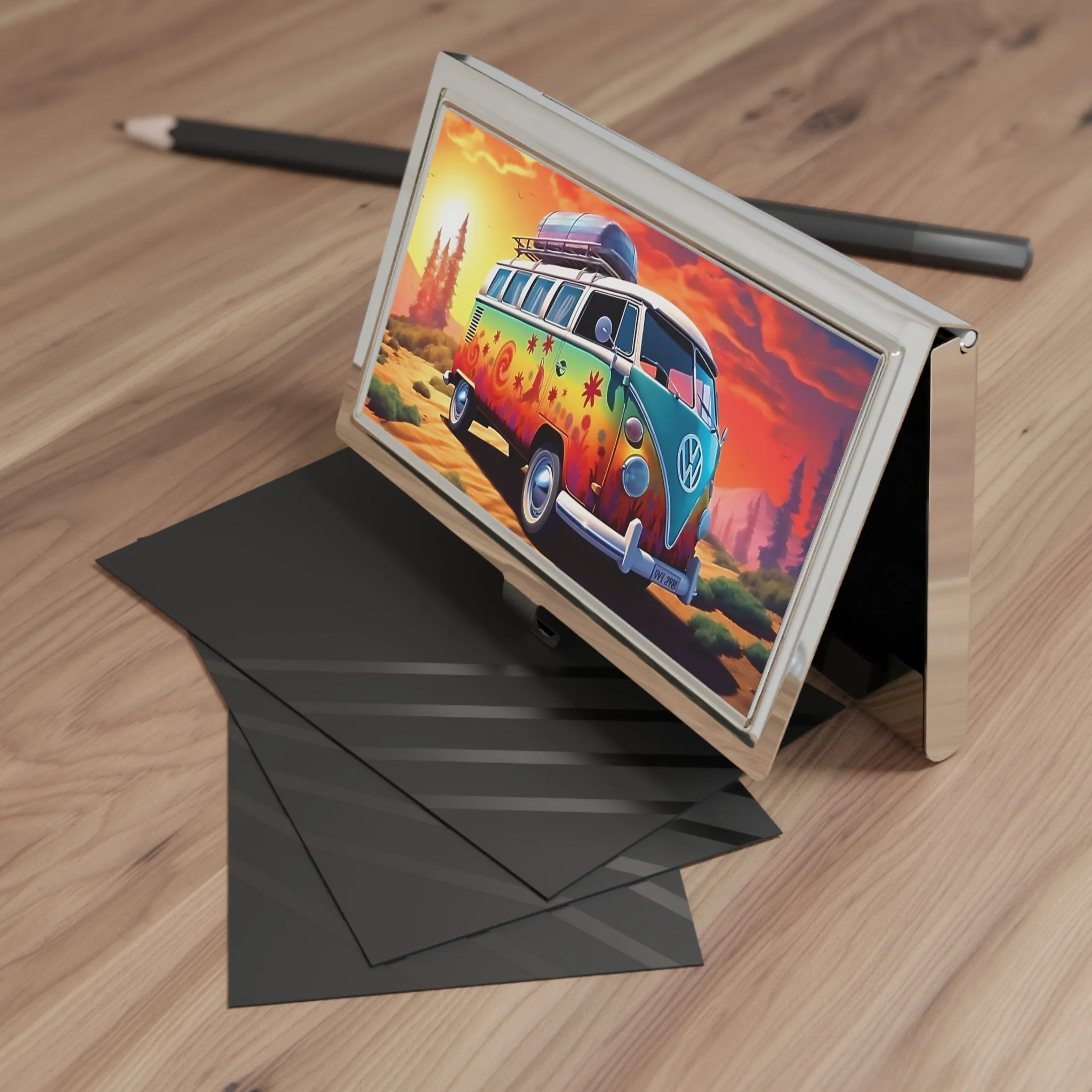 BOHO 60's 70's Psychedelic Hippy - Volkswagen Van - VW Van - Business Card Holder