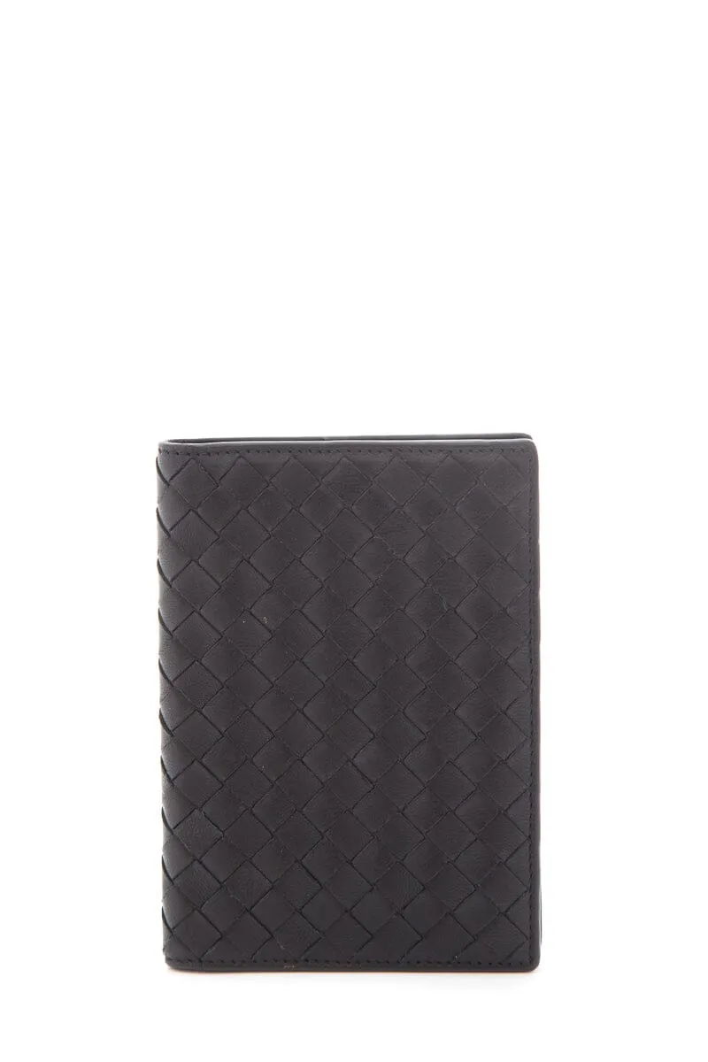 Bottega Veneta Black Woven Intrecciato Passport Holder