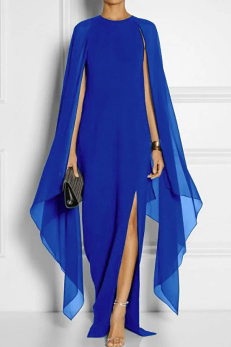 British Style Elegant Solid Slit O Neck Evening Dresses