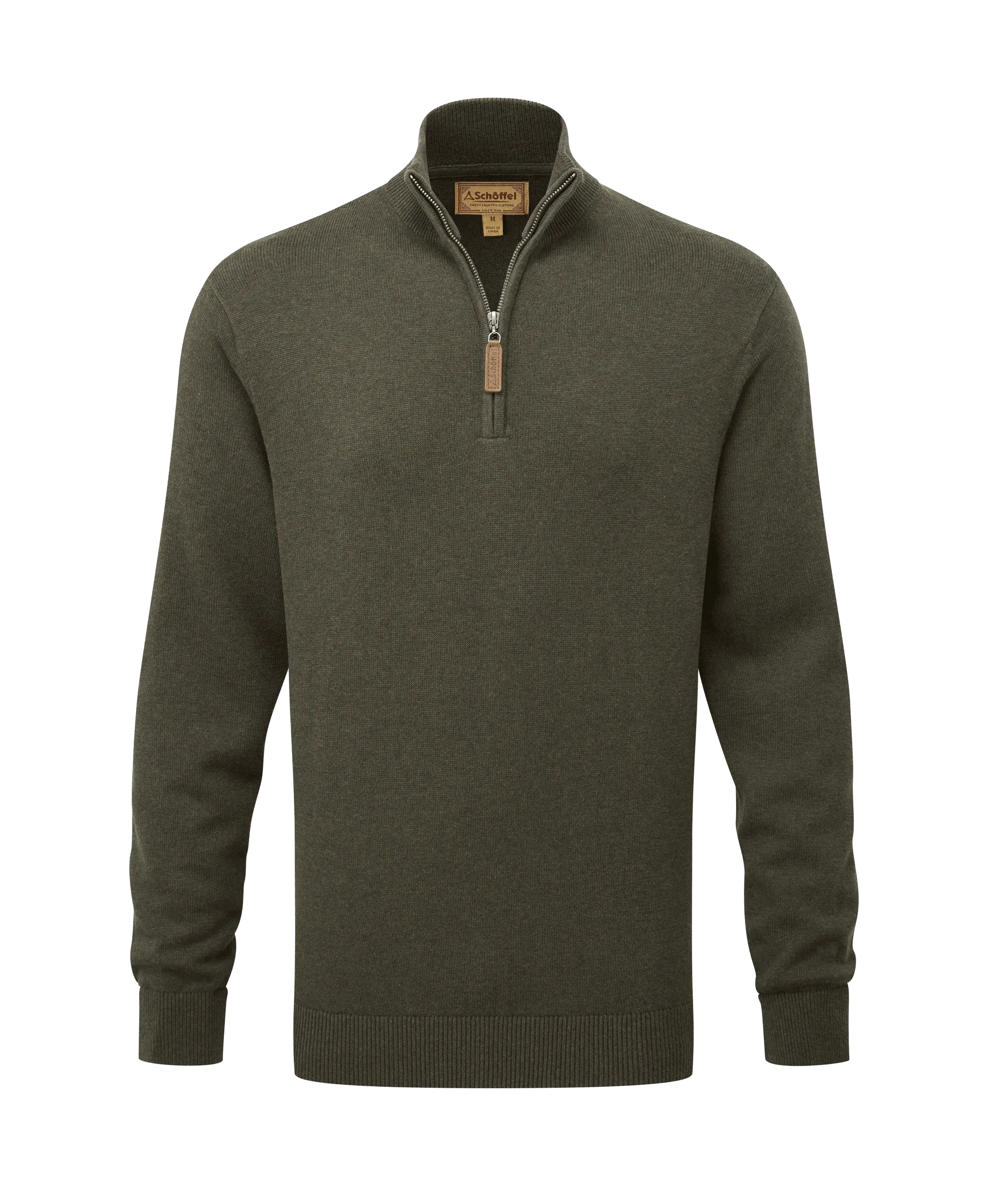 Calton Cotton Cashmere Quarter Zip Jumper - Loden Green