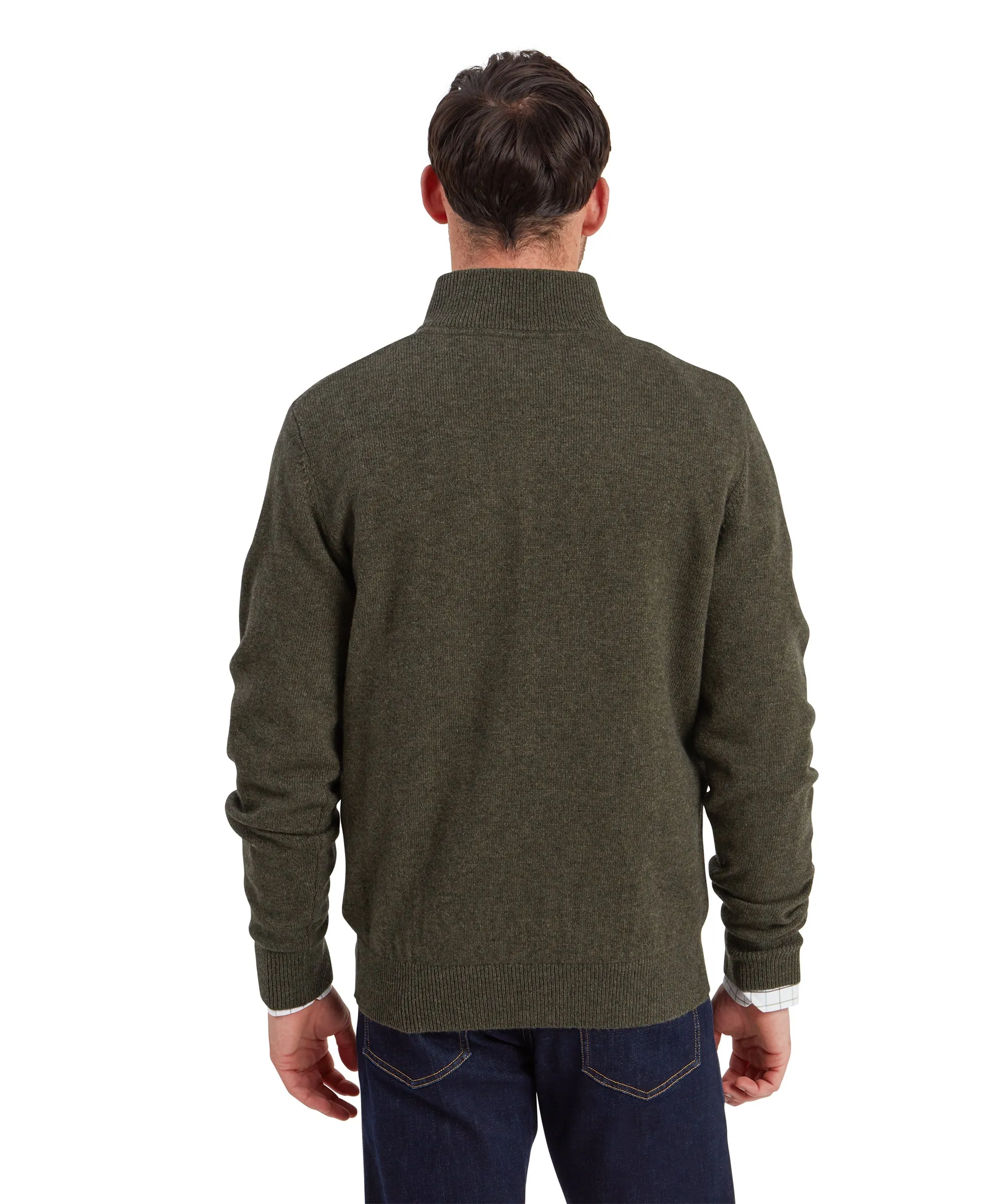 Calton Cotton Cashmere Quarter Zip Jumper - Loden Green