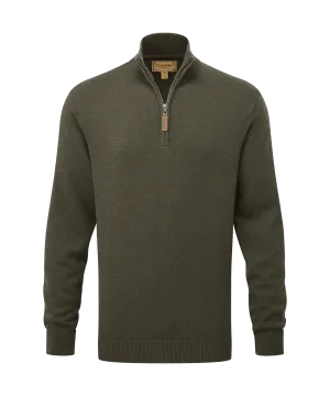 Calton Cotton Cashmere Quarter Zip Jumper - Loden Green