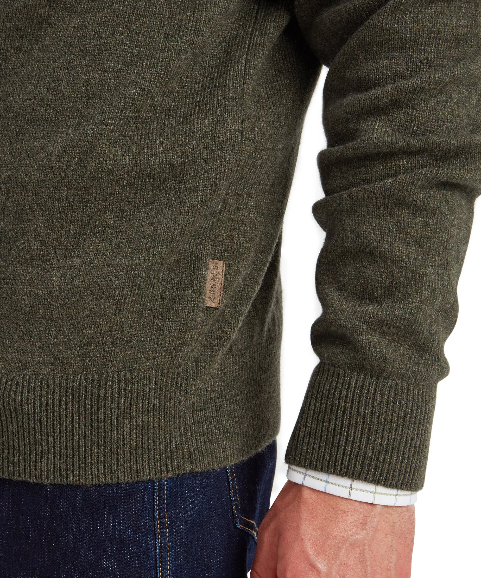 Calton Cotton Cashmere Quarter Zip Jumper - Loden Green