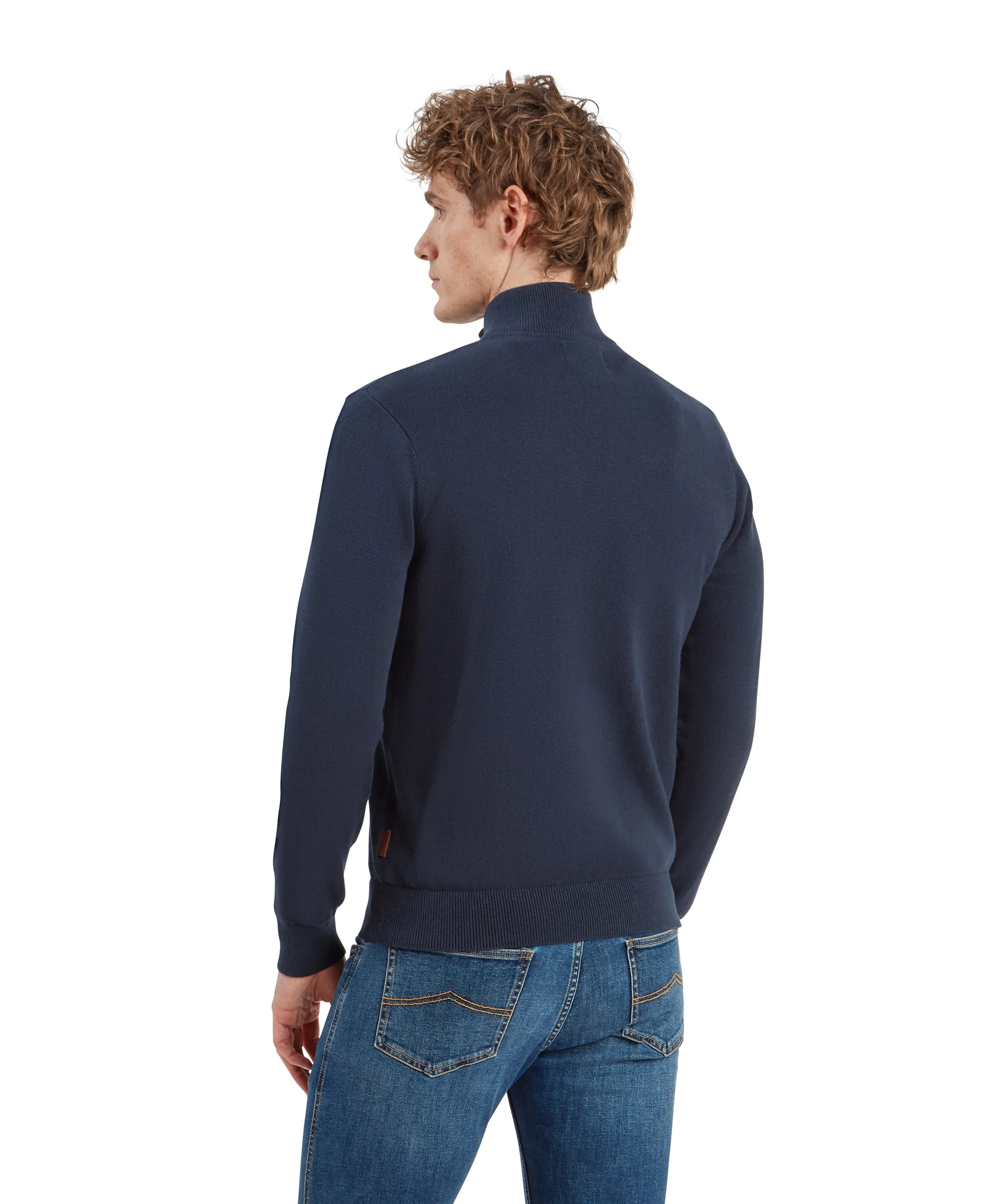 Calton Cotton Cashmere Quarter Zip Jumper - Petrol Blue