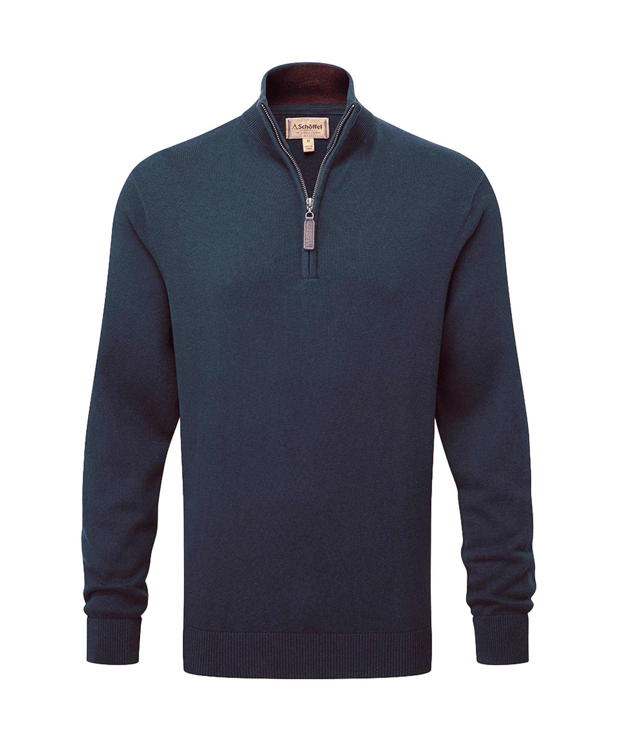 Calton Cotton Cashmere Quarter Zip Jumper - Petrol Blue