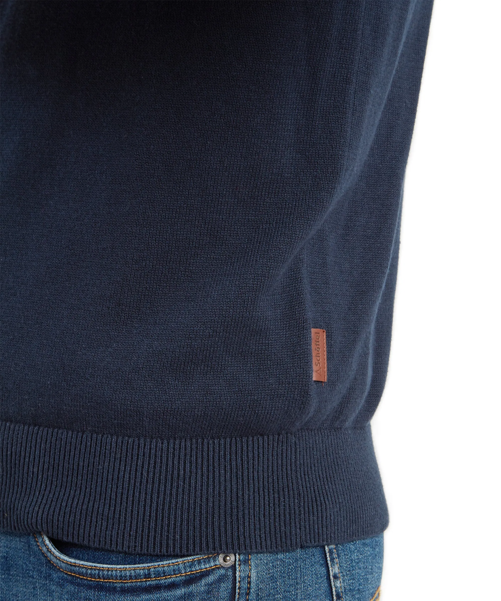 Calton Cotton Cashmere Quarter Zip Jumper - Petrol Blue