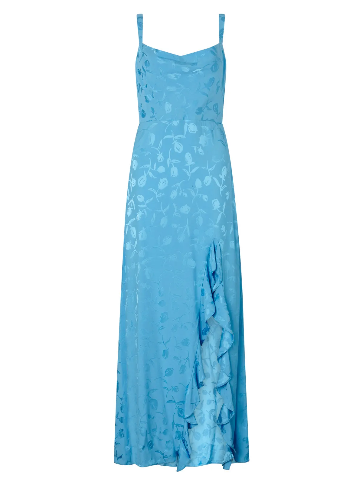 Carissa Sky Blue Tulip Jacquard Maxi Dress