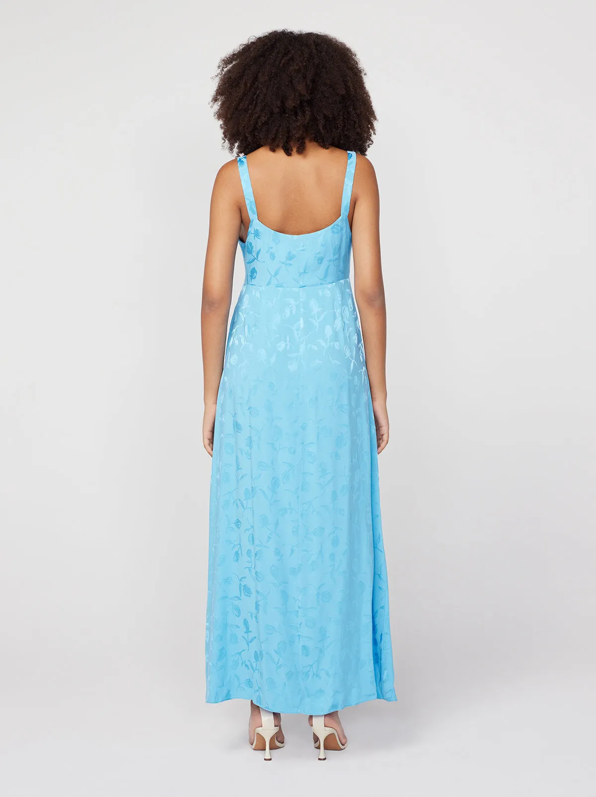 Carissa Sky Blue Tulip Jacquard Maxi Dress