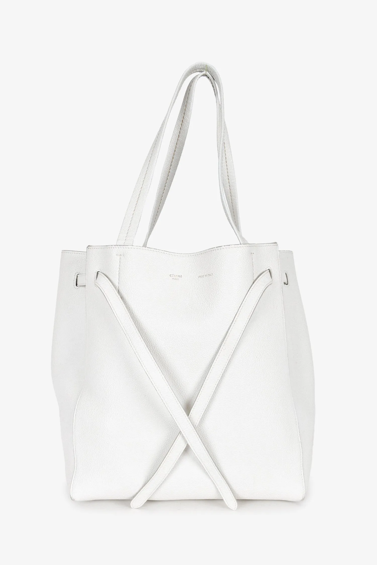 Celine 2018 White Leather Cabas Phantom Tote (As Is)