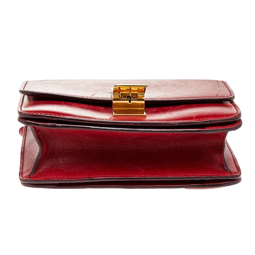 Celine Red Leather Small Classic Box Flap Bag