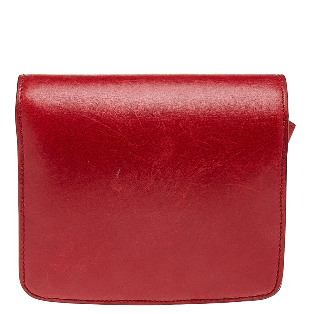 Celine Red Leather Small Classic Box Flap Bag