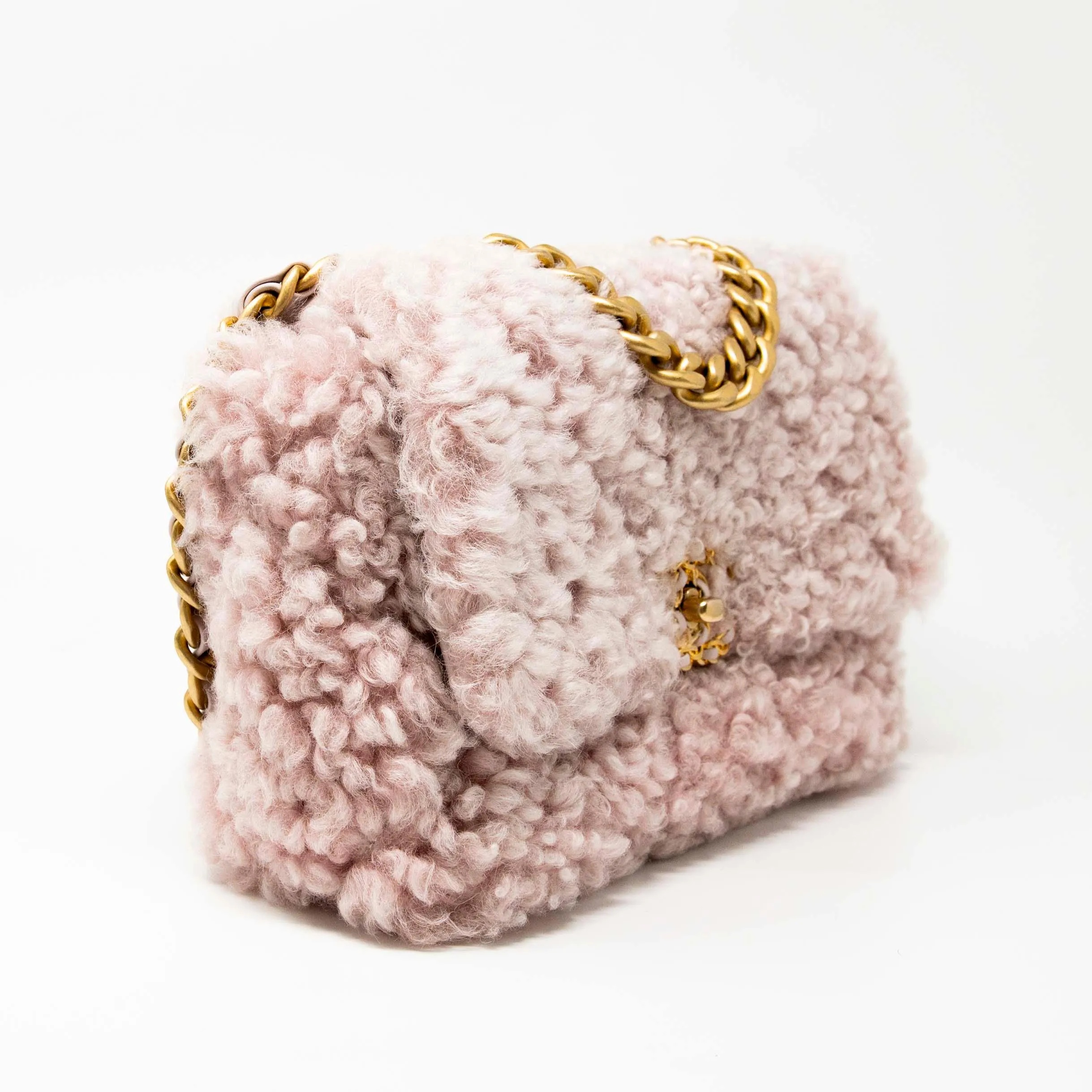 Chanel Pink Shearling Small 19 Flap